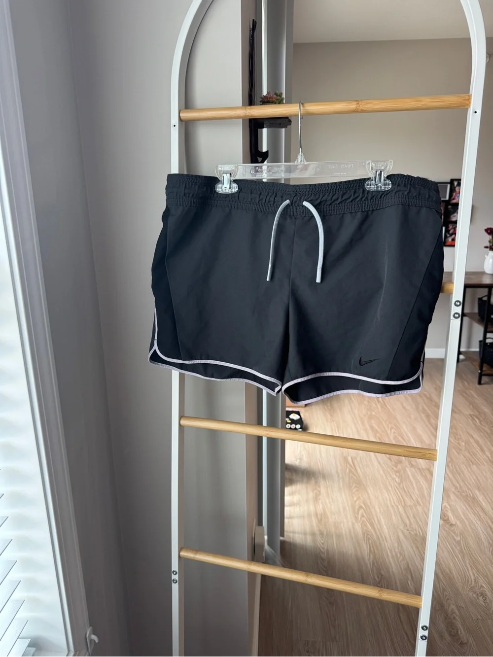 Nike Gray Dri-FIT Athletic Shorts with White Drawcord